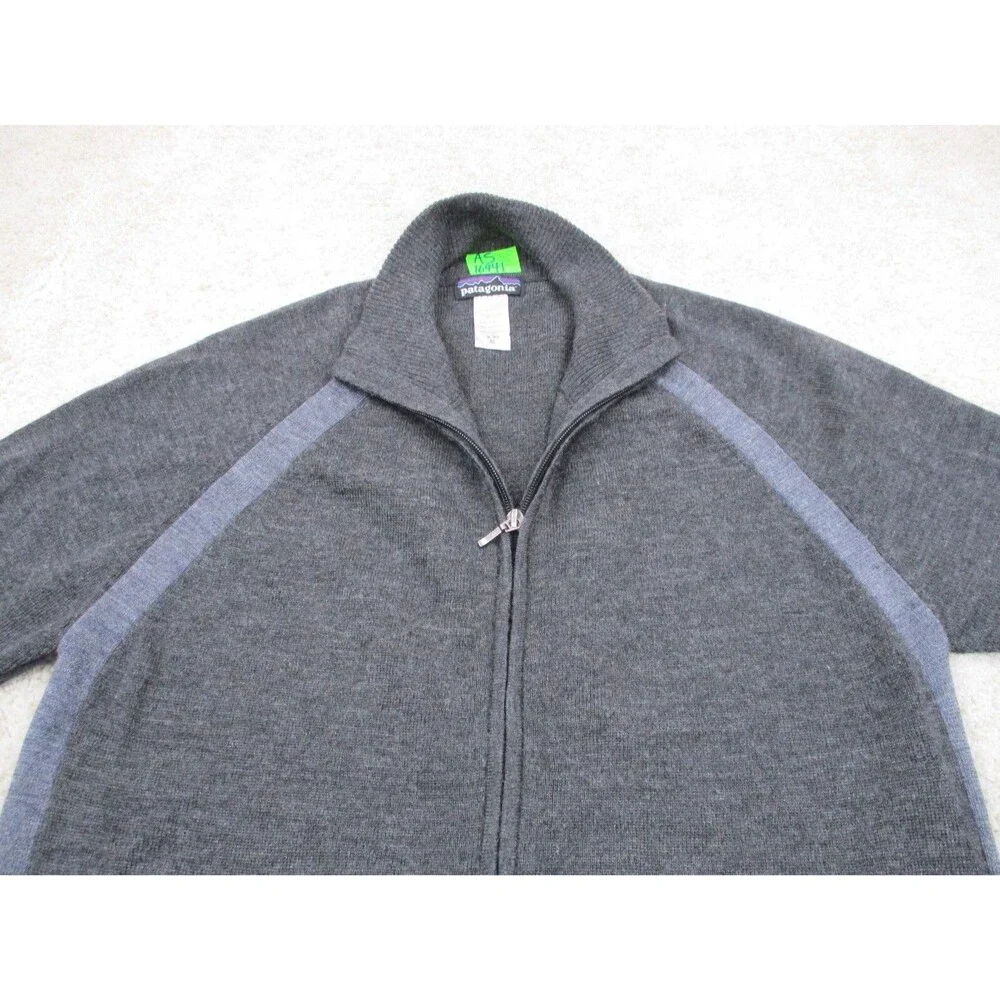 Patagonia Sweater Mens Small S Gray Knit Wool Full Zip - Picture 3 of 11
